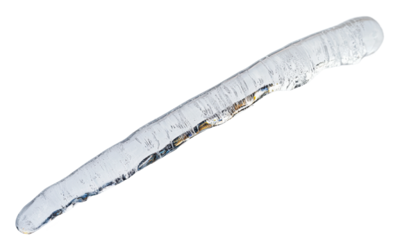 Ice shard glistening under sunlight in winter, cut out - stock png.