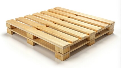 Shipping Pallet Isolated on White Background for Commercial Use, Freight Shipping, Logistics, Supply Chain, Industrial Product Photography, Warehouse Storage Solutions, Inventory Management