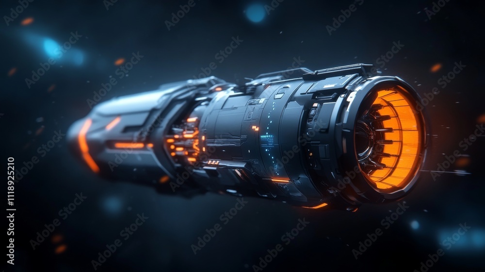 Poster futuristic gadget design with sleek lines and glowing features
