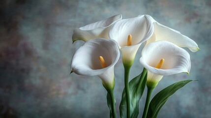 White Calla Lily Zantedeschia on Light Grey Background Minimalist Sympathy Grief Card Copy Space