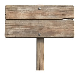 Blank wooden sign isolated on transparent background, rustic design. Navigation and information concept