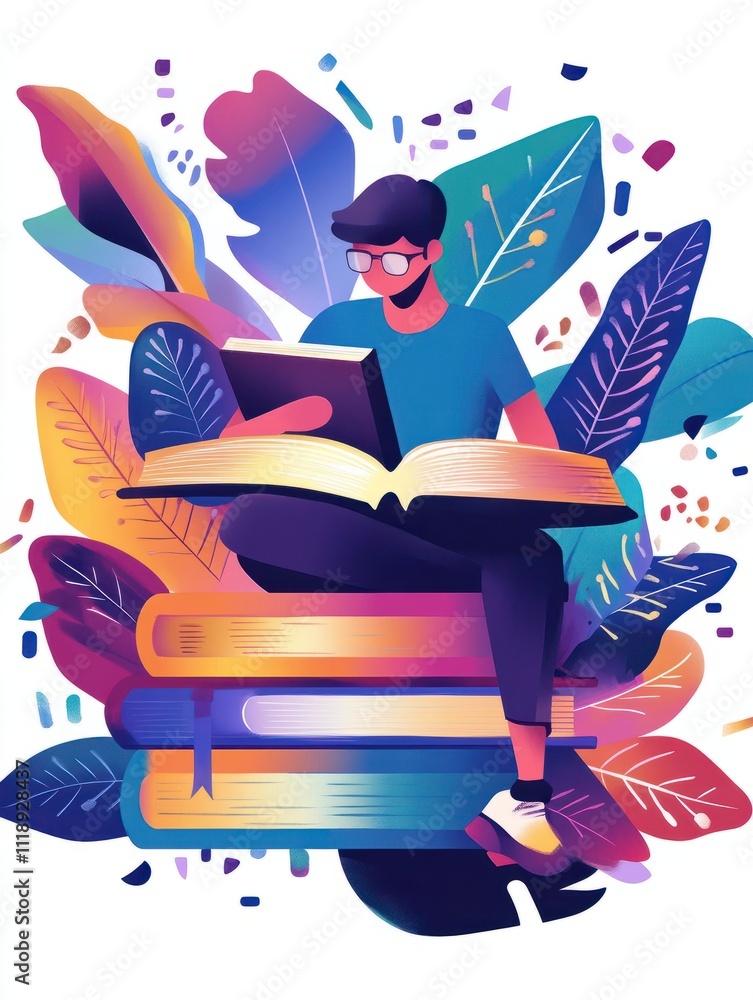 Poster interactive learning abstract concept vector illustration set. mobile learning, augmented reality bo