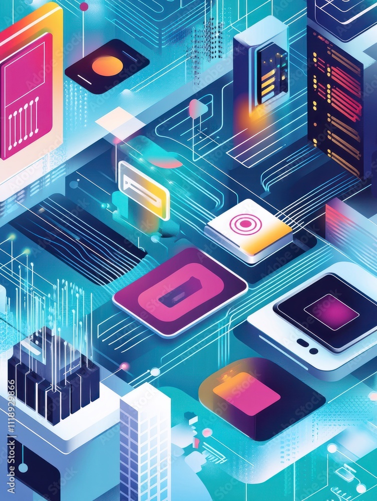 Poster network infrastructure abstract concept vector illustration set. ethernet technology, mobile phones 