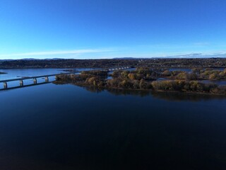 Fototapeta premium A drone shot of a bridge over the water