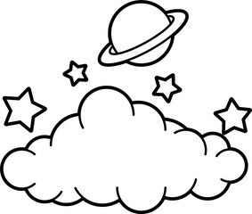 Galaxy clouds coloring outline vector