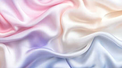 Fototapeta premium A soft, pastel-colored fabric with a gradient of colors from blue to pink.