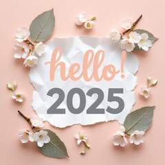 Stunning Minimalistic &lsquo;2025&rsquo; Floral Design: Torn Paper Aesthetics with Elegant Leafy Surroundings