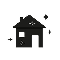 House icon. Sparkling clean symbol. Black home vector. Shining property graphic.