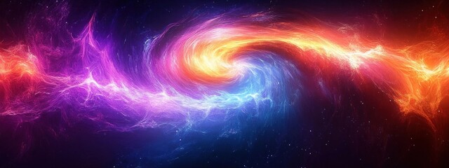 Vibrant Abstract Swirl of Purple and Orange Light Energy Motion Digital Art