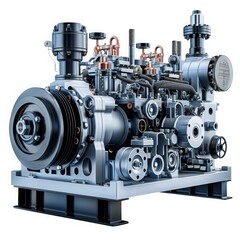 Fototapeta premium Detailed illustration of a mechanical engine showcasing its components.