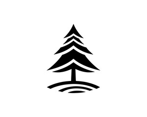 Fototapeta premium Christmas tree silhouette vector. Black color christmas tree flat design icon. Xmas, holiday tree icon.