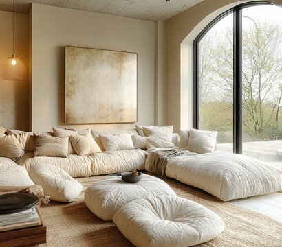 Scandinavian Living Room Design with Cozy Sofa Natural Light and Warm Decor