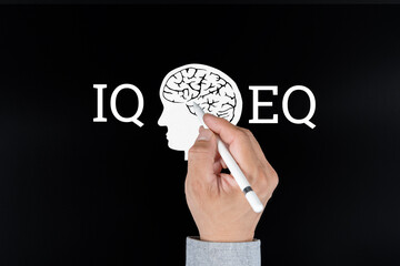 IQ Know How EQ Know You. Concept of emotional and intelligence quotient. Copy space.