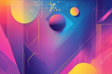 A vibrant abstract design with geometric shapes and gradients.