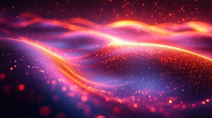 Obraz premium Abstract light painting with neon lights creates dynamic lines, swirling colors, and glowing dots