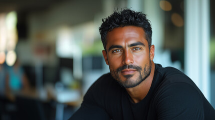 Fototapeta premium Mexican businessman in a modern office environment