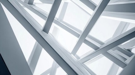 Naklejka premium Abstract view of intersecting structural beams and light.