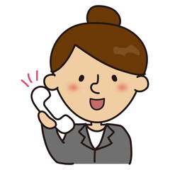 電話を掛けるスーツの女性2