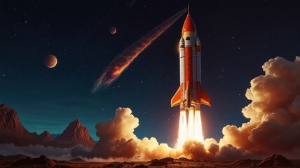 Rocket Launch at Night