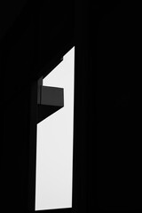 Viewing the sky with a building canopy from an open hole window in a building