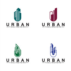 Letter U Urban Building Logo Vector Design. Urban icon, city tower, property
