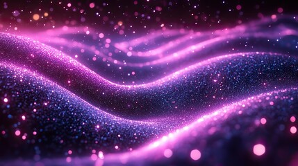 An abstract background featuring purple glowing stars and lines on a blue gradient, creating a sense of depth and wonder