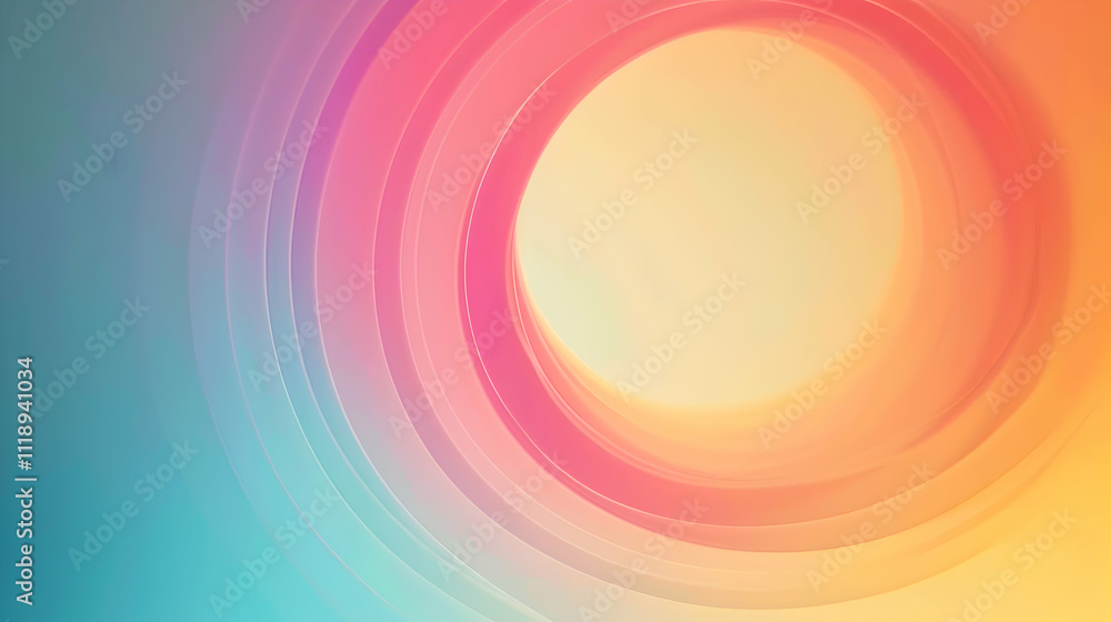 Poster a vibrant, circular abstract design with soft gradients and flowing lines.