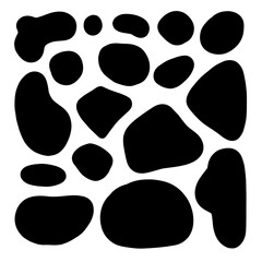 Set of black brush strokes. Hand drawn ink spots isolated on white background.