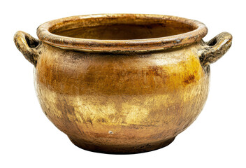 Ancient clay pot with handles from historical site, cut out - stock png.