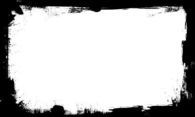 black ink brushed painting frame border grunge graphic element