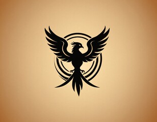 a black silhouette a bold logo with a phoenix, symbolizing rebirth and resilience. Ai generated images
