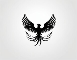 Obraz premium a black silhouette a bold logo with a phoenix, symbolizing rebirth and resilience. Ai generated images 