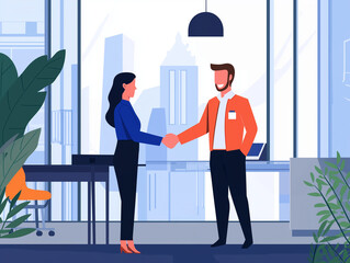 A confident financial advisor shaking hands with a client