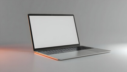 Fototapeta premium A sleek, modern laptop with a blank screen, showcasing minimalist design and technology.