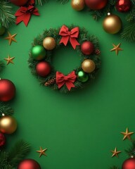 [Christmas Wreath Decor Ideas] Vibrant Christmas Wreath with Poinsettias & Holly Against Dark Background