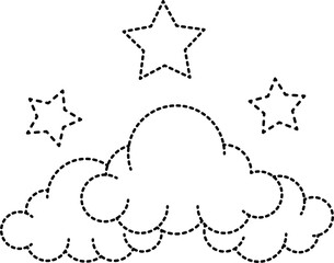 Night sky clouds coloring tracing vector