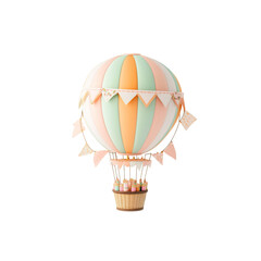 Pastel Hot Air Balloon with Bunting and Treats - Whimsical Decor