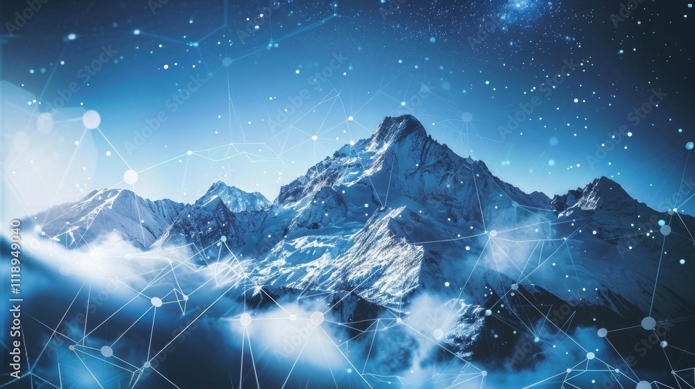Poster an aweinspiring mountain range a reminder of the collaborative effort and underlying synergy that po