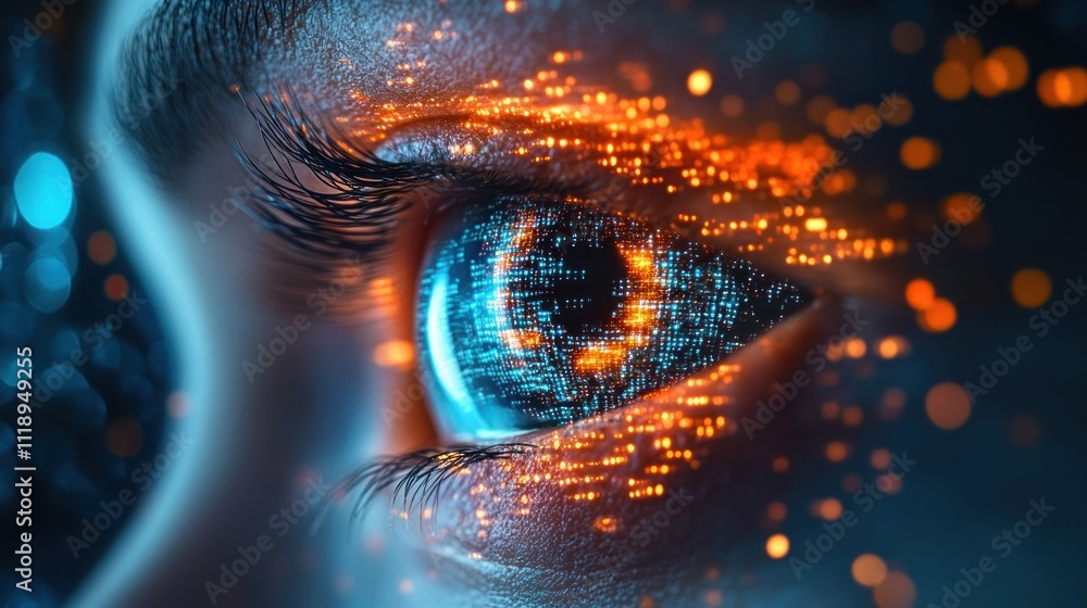 Aufkleber human eye innovation and artificial intelligence technology digital interface automation cybersecuri