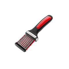 Obraz premium Red and Black Pet Grooming Brush with Metal Teeth