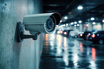 security camera surveillance in parking garage monitoring for vehicle protection and public safety