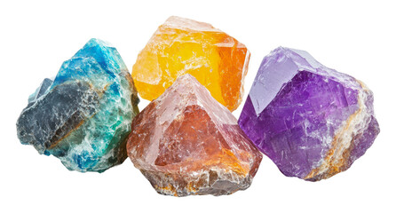 Fototapeta premium Vivid quartz crystals show stunning beauty, cut out - stock png.