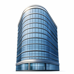 Obraz premium A modern glass office building with a sleek, curved design and numerous windows.