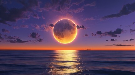 Total Solar Eclipse Over the Ocean in a Breathtaking Scene