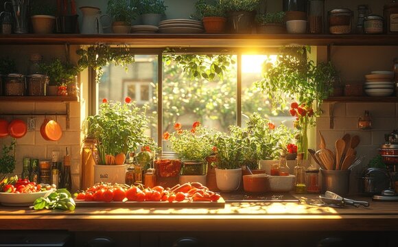 Family Cooking Together in a Cozy Kitchen with Fresh Ingredients and Love