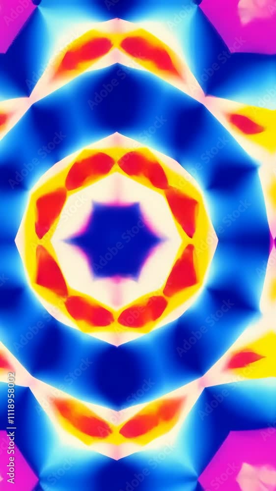 Poster vibrant geometric pattern in bold colors showcasing a mesmerizing design created with digital artist