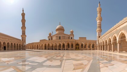 Fototapeta premium A grand mosque featuring intricate architecture and serene surroundings.