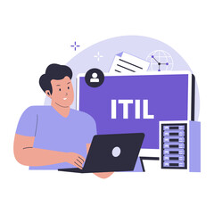 Information technology infrastructure library. Illustrations for websites, landing pages, mobile apps, posters and banners. Trendy flat vector illustrations