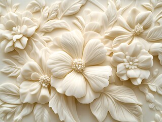 Delicate 3D Relief of Intricately Sculpted Flowers