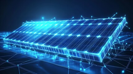  An abstract blue solar battery and solar panel illustration.